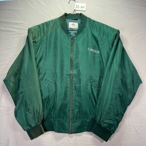 Vintage Greedy Movie Jacket Mens 2XL Green Silk Bomber Universal Home Video